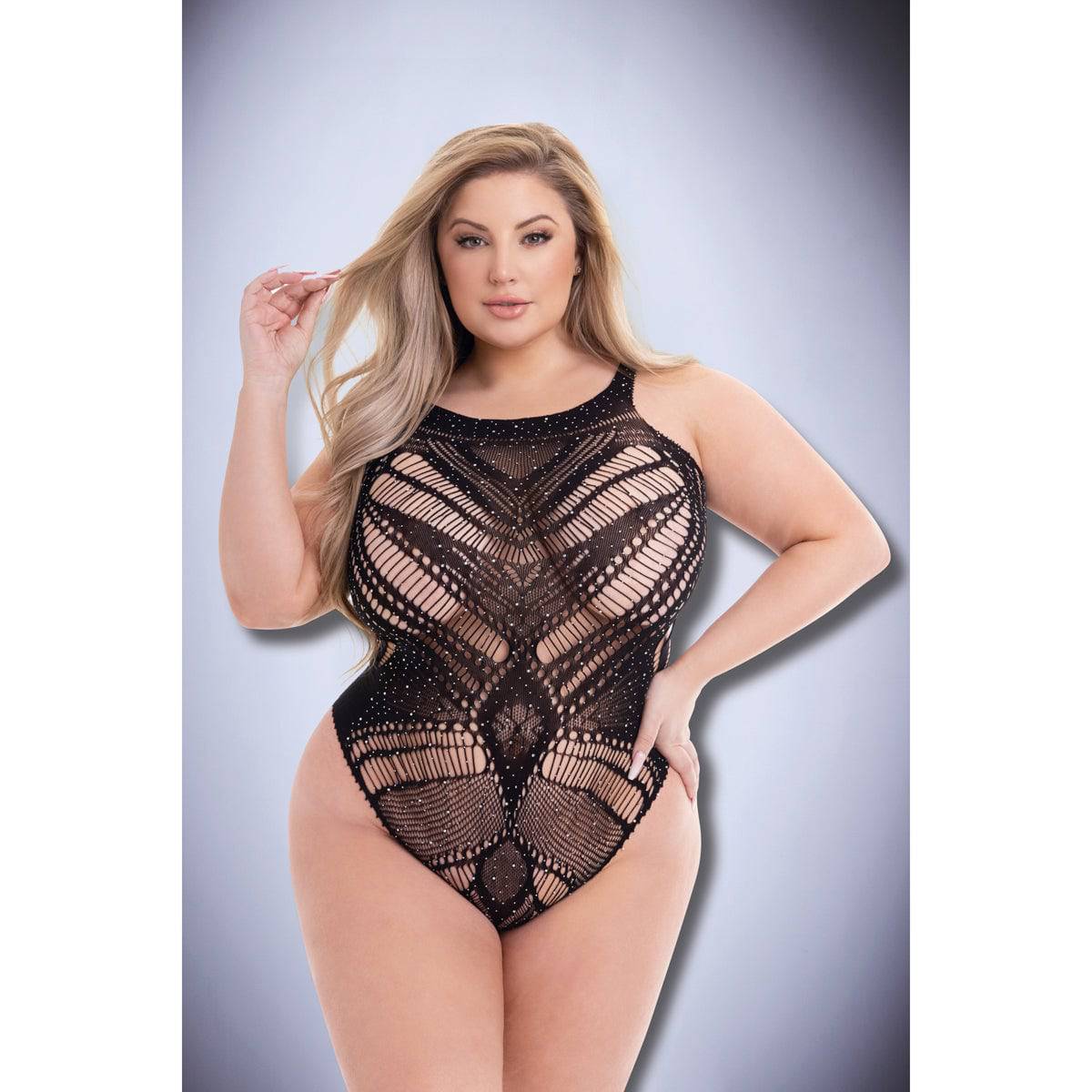 Diamonte Bodysuit Black Q - Adult Outlet