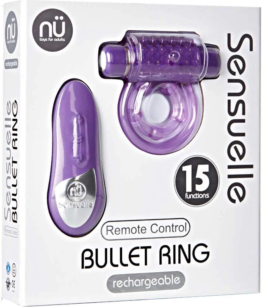 Sensuelle Remote Control Bullet Ring 15 Function Cock Ring Purple - Adult Outlet