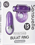 Sensuelle Remote Control Bullet Ring 15 Function Cock Ring Purple - Adult Outlet