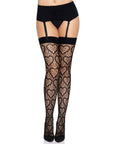 Heart Net Thigh Highs Black OS