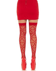 Leg Avenue Heart Net Thigh Highs Red OS