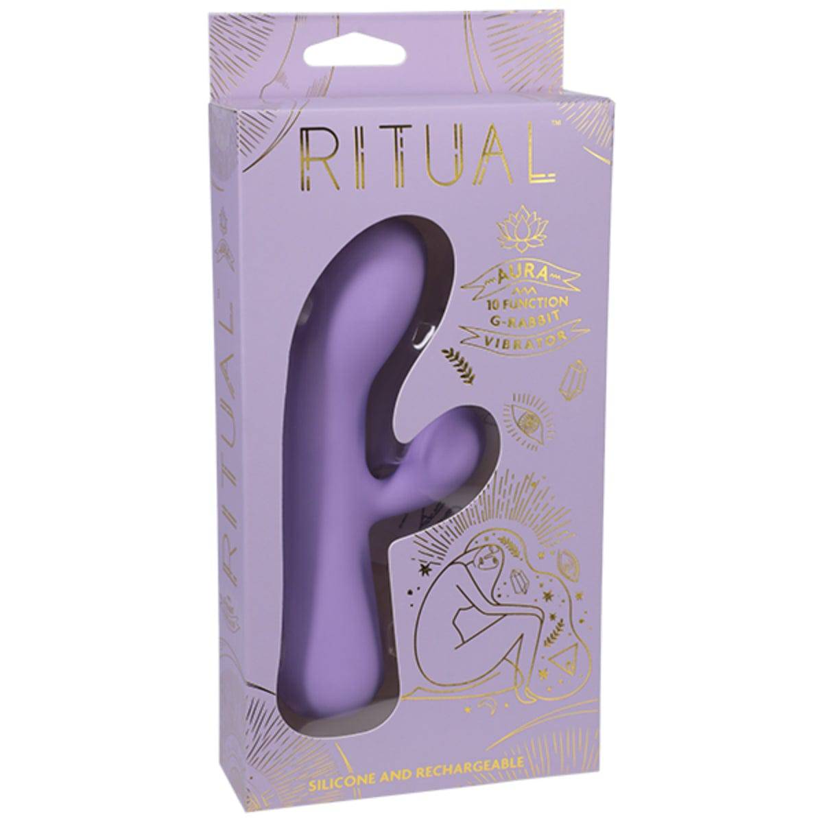 Doc Johnson Ritual Aura Rechargeable Purple Silicone Rabbit Vibe - Adult Outlet