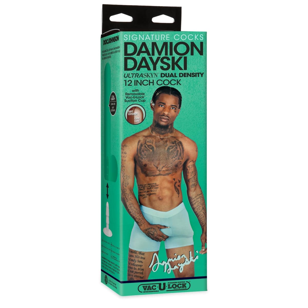 Signature Cocks Damion Dayski 12Inch Ultraskyn Cock With Removable Vac U Lock Suction Cup Chocolate - Adult Outlet