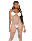 Woven Twist Net Backless Maxi Dress White OS