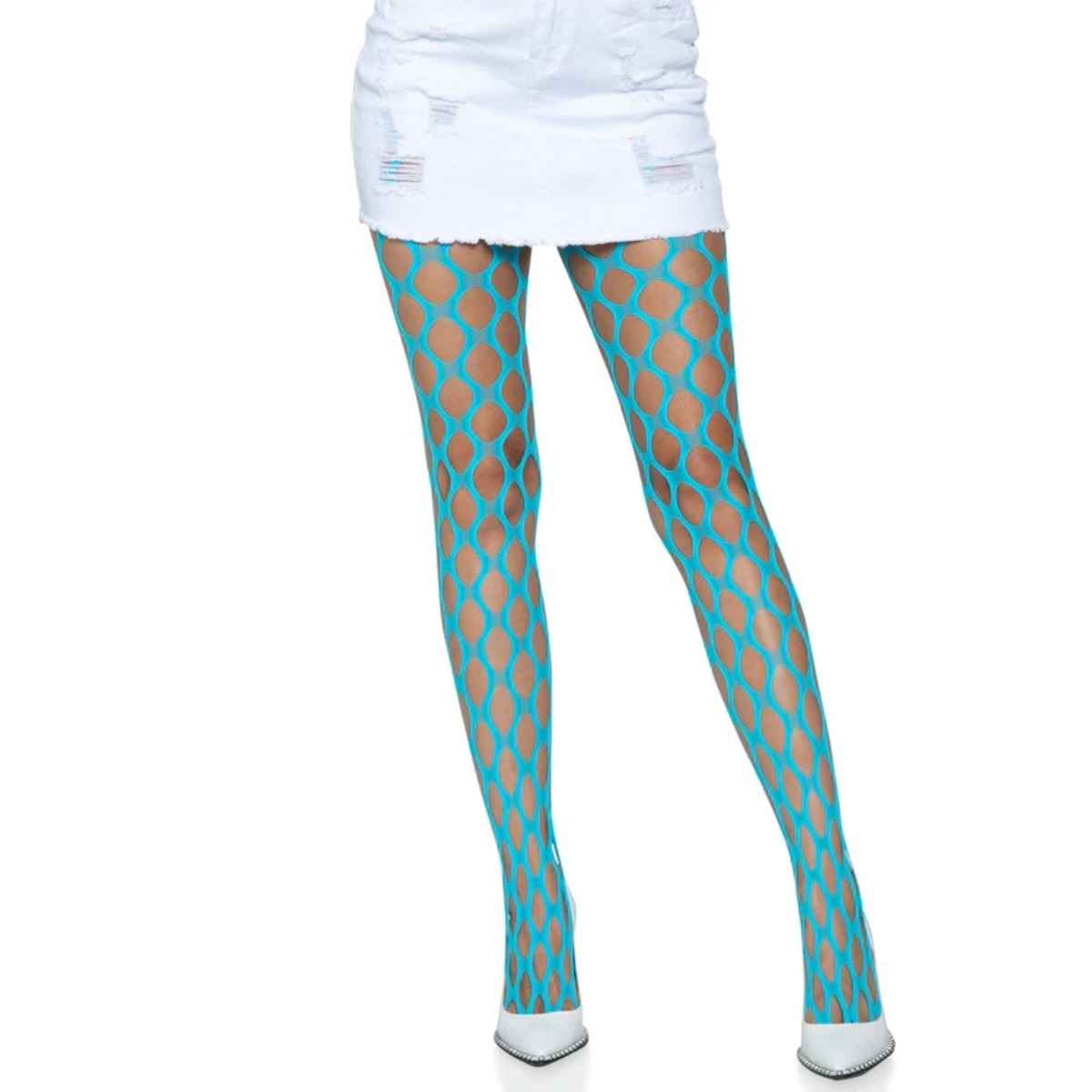 Jumbo Pothole Net Pantyhose Blue OS