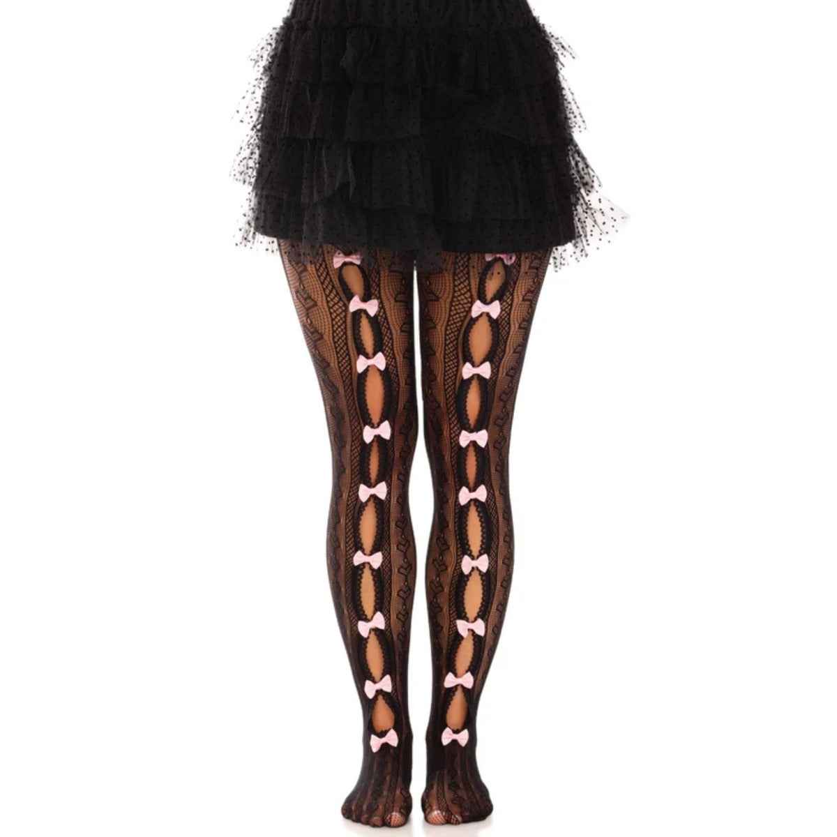 Sweetheart Striped Net Pantyhose Black OS