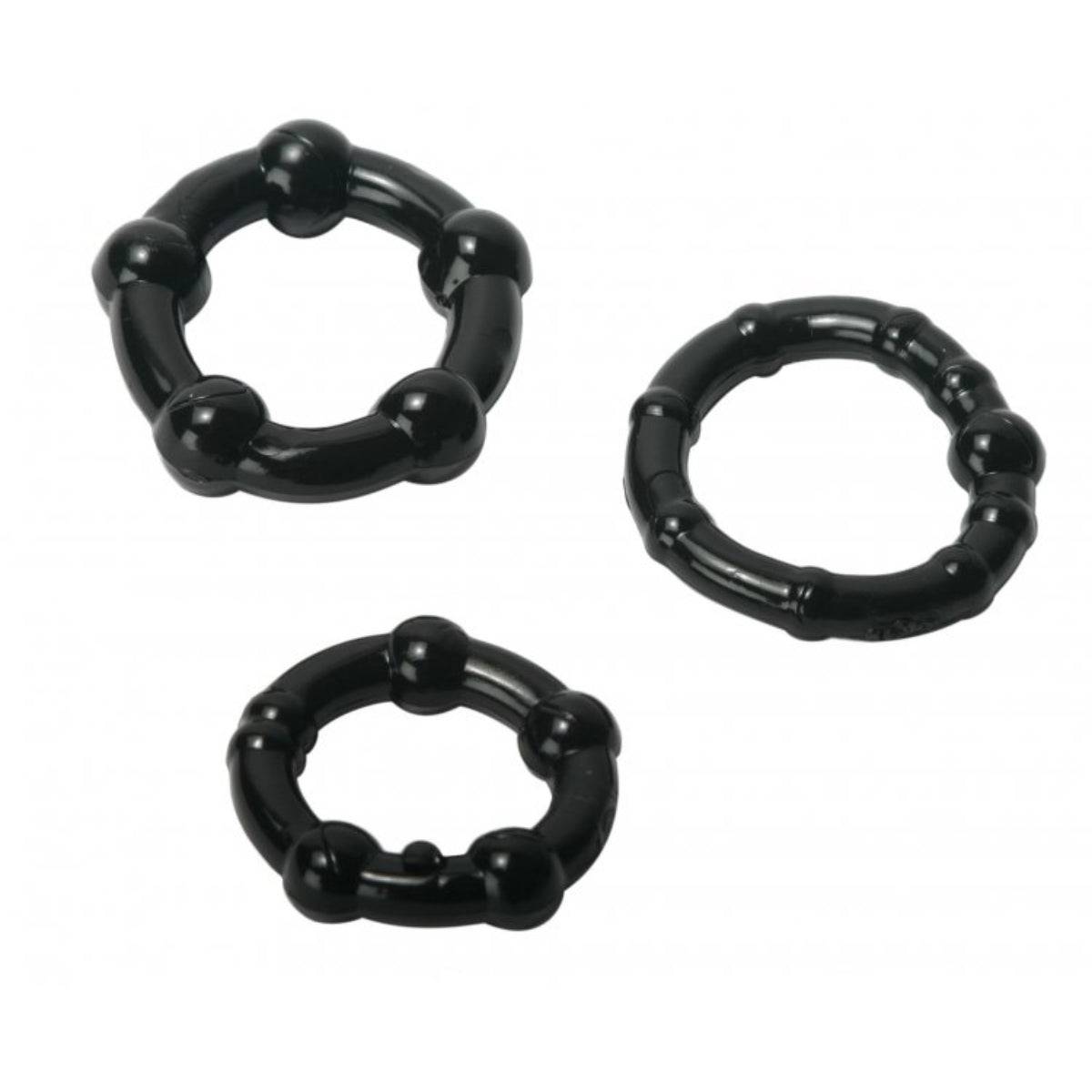 Trinity For Men Penis Rings Set Of 3 Tpr Black - Adult Outlet