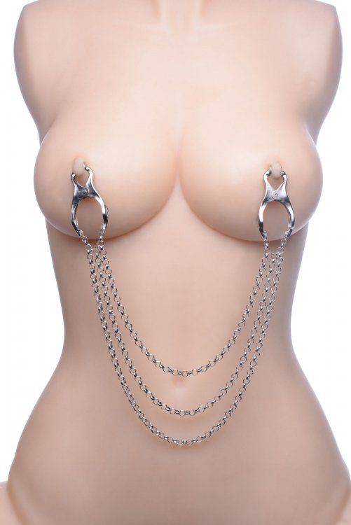 Master Series Affix Triple Chain Nipple Clamps - Adult Outlet