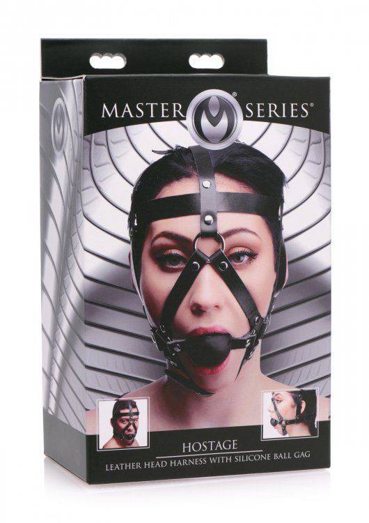 Master Series Leather Head Harness With Ball Gag - Adult Outlet