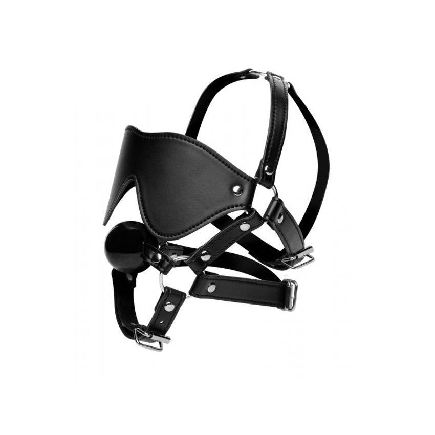 Strict Blindfold Harness And Ball Gag - Adult Outlet