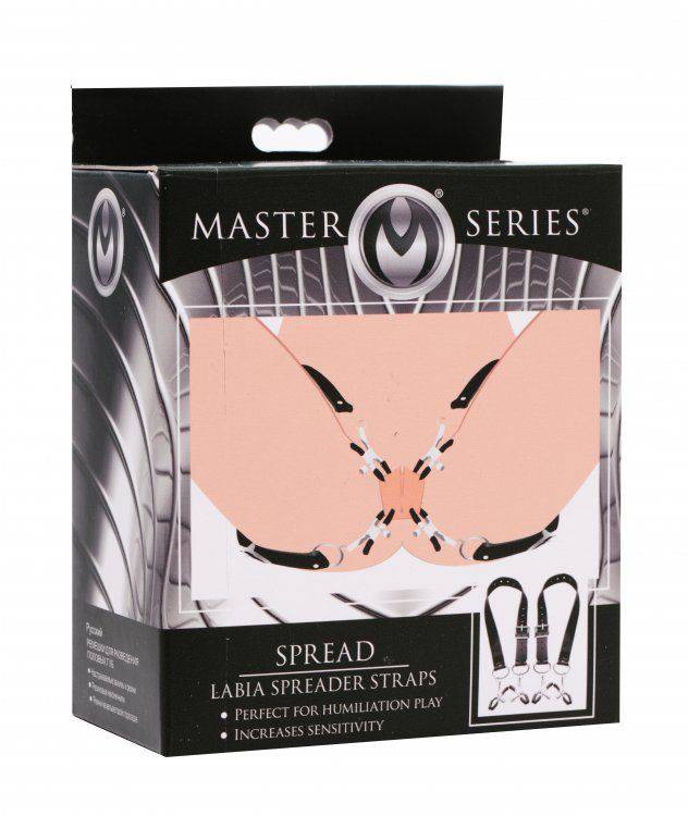 Master Series Spread Labia Spreader Straps With Clamps - Adult Outlet