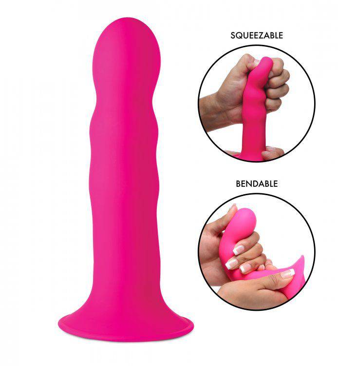 Squeezable Wavy Dildo - Pink - Adult Outlet