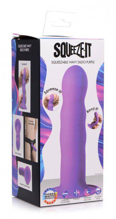 Squeezable Wavy Dildo - Purple - Adult Outlet