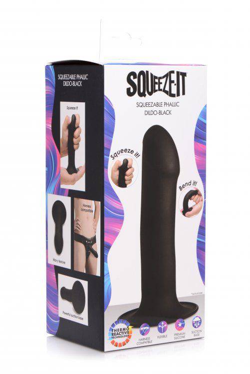 Squeezable Phallic Dildo - Black - Adult Outlet