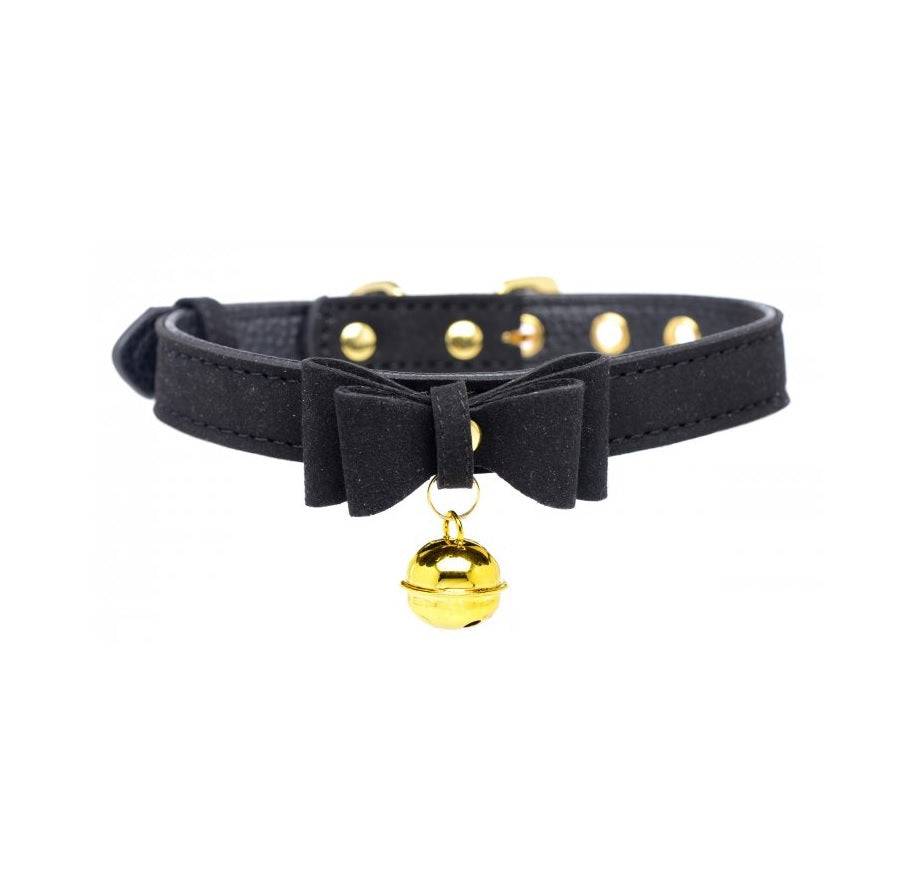 Master Series Golden Kitty Cat Bell Collar Black/Gold - Adult Outlet