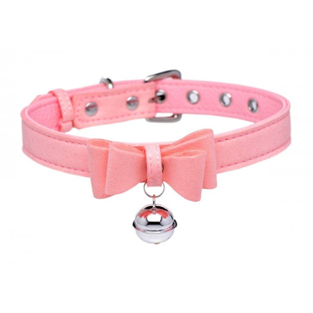 Master Series Sugar Kitty Cat Bell Collar Pink Silver - Adult Outlet