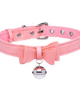 Master Series Sugar Kitty Cat Bell Collar Pink Silver - Adult Outlet