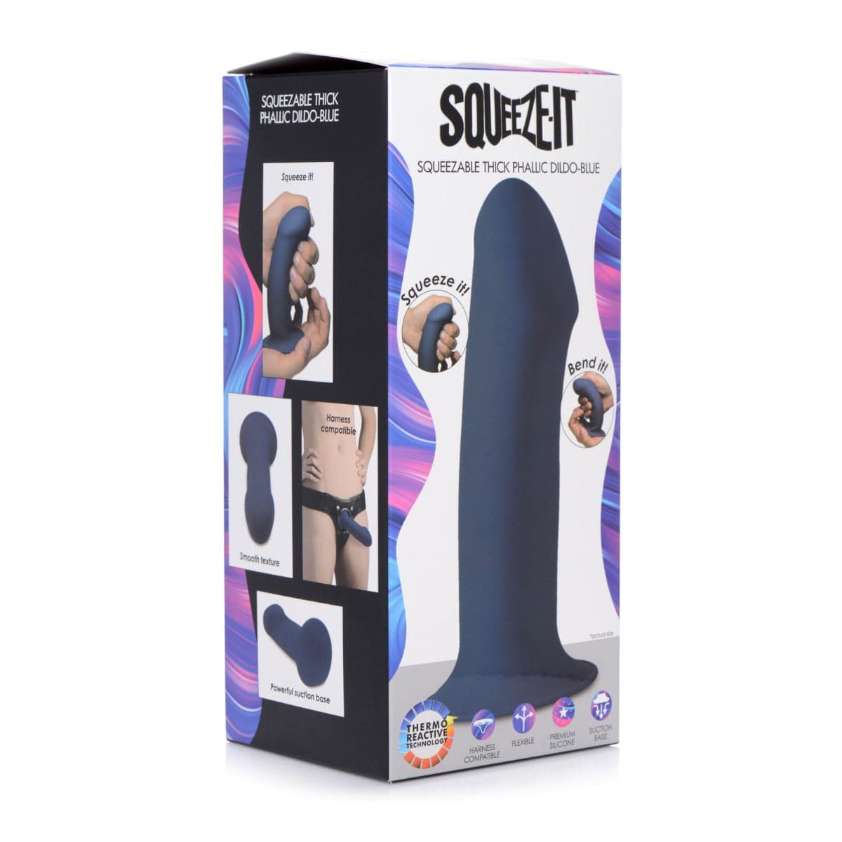 Squeeze-It Thick Squeezable Phallic Dildo Blue - Adult Outlet