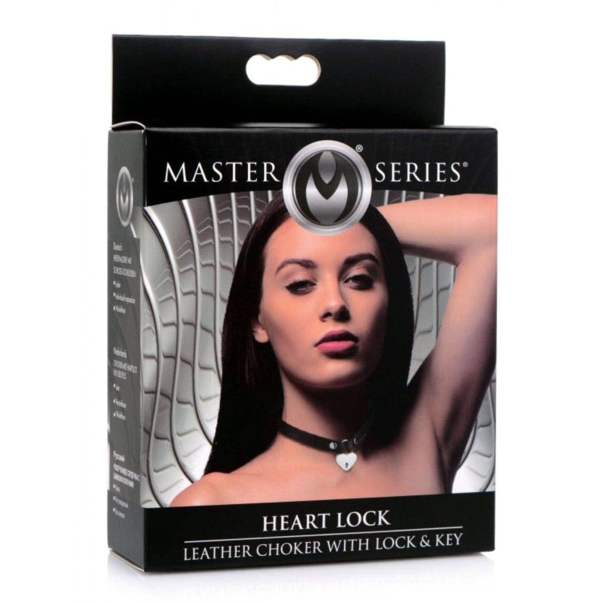 Master Series Heart Lock Choker With Keys Black - Adult Outlet