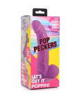 Pop Peckers Dildo With Balls Purple (7.5”) - Adult Outlet