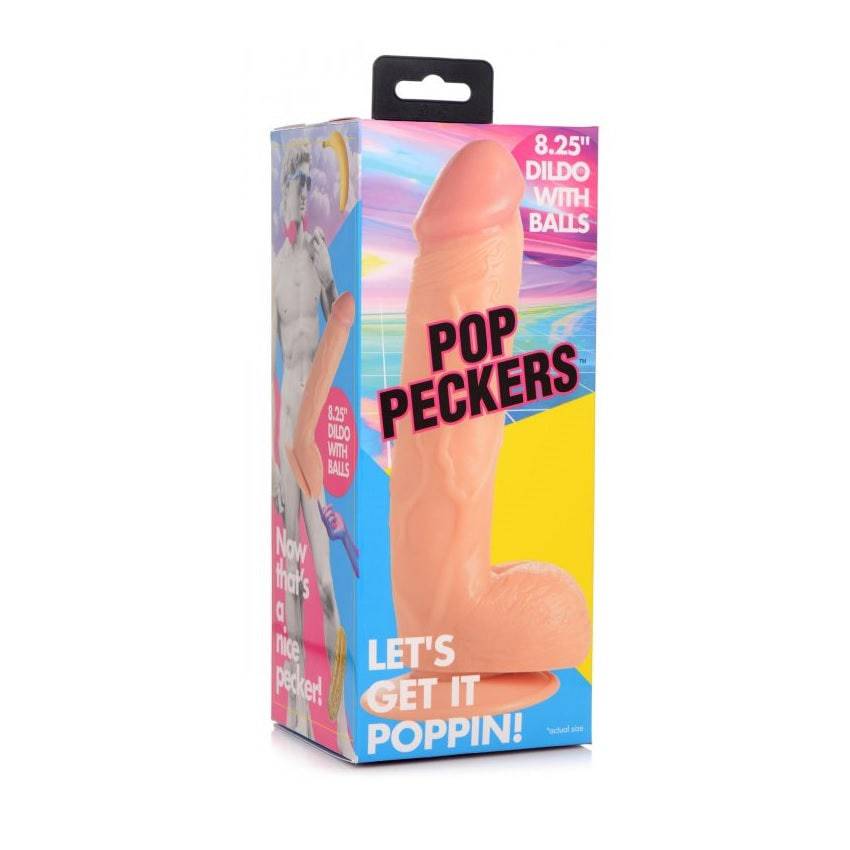 Pop Peckers Dildo With Balls Light (8.25”) - Adult Outlet