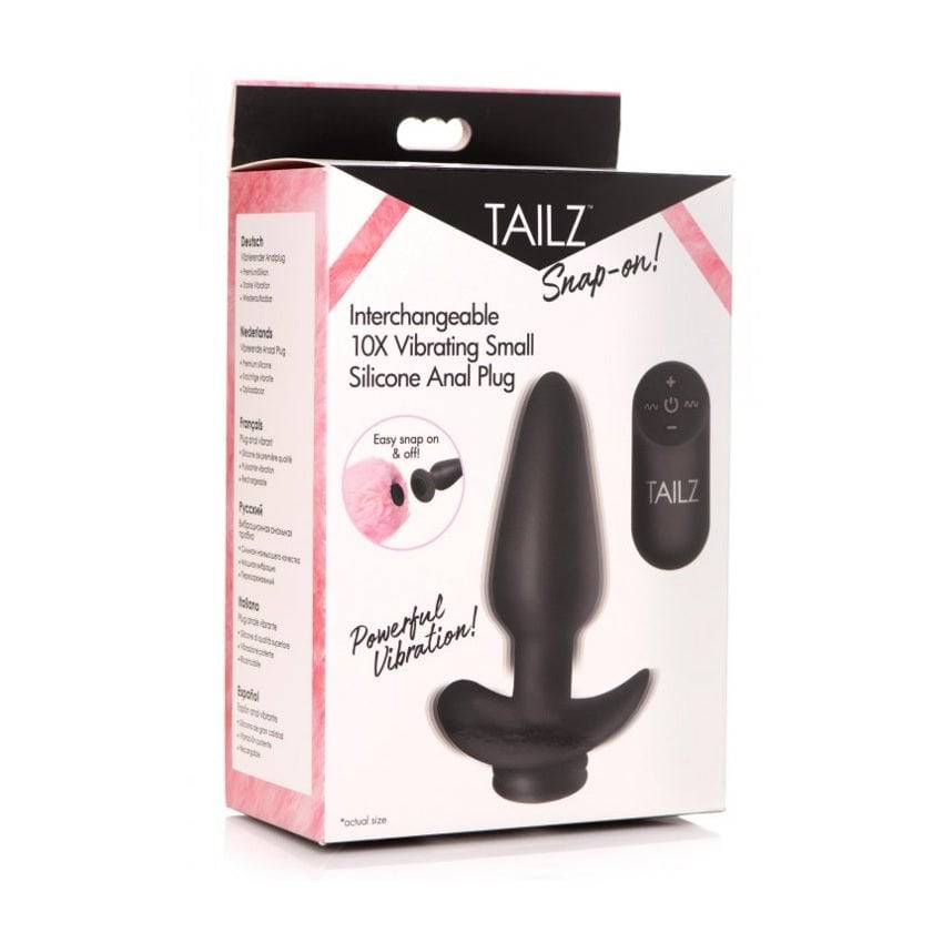 Tailz Interchangeable 10X Vibrating Small Silicone Anal Plug With Remote - Adult Outlet