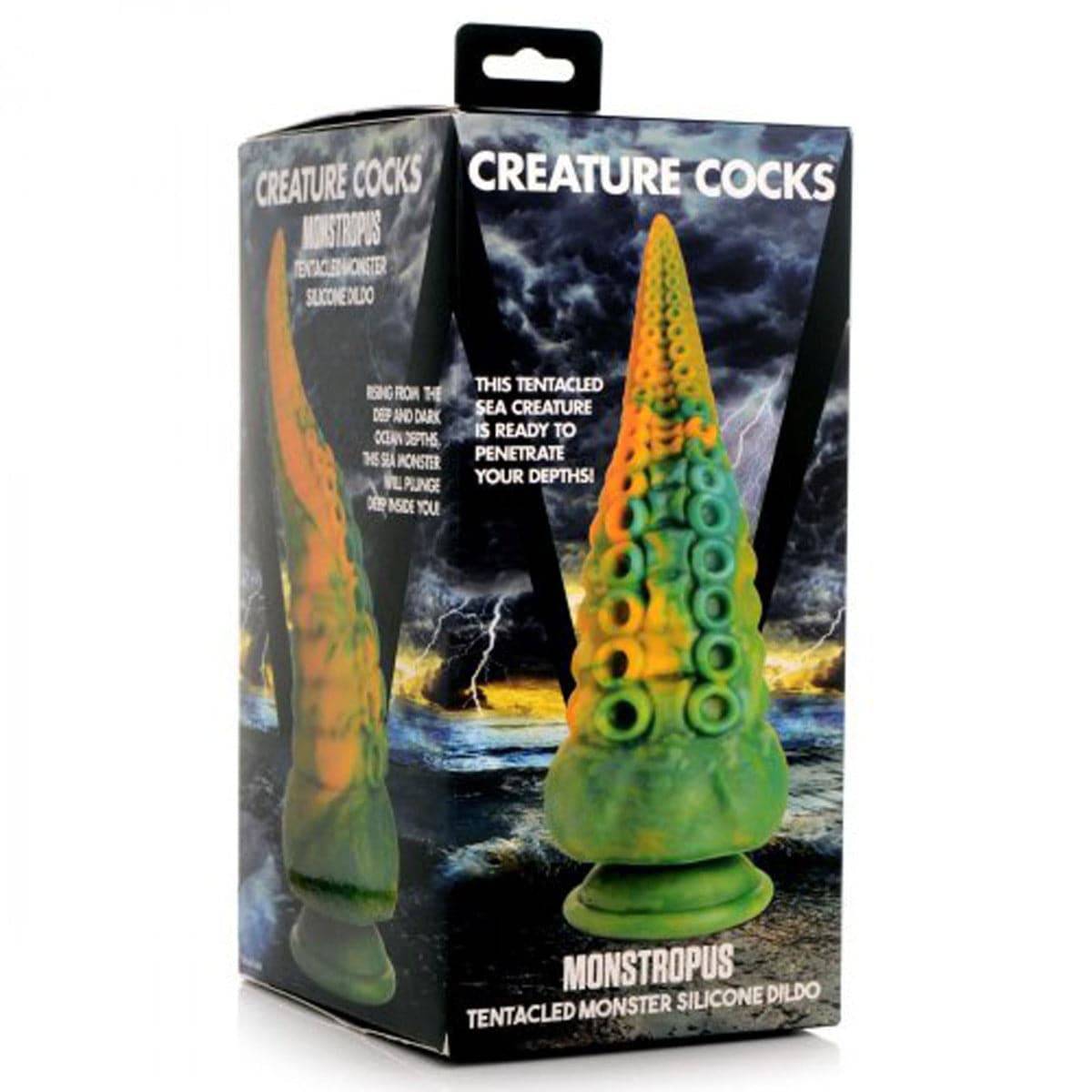 Creature Cocks Monstropus Tentacled Marble Green And Yellow Monster Silicone Dildo - Adult Outlet