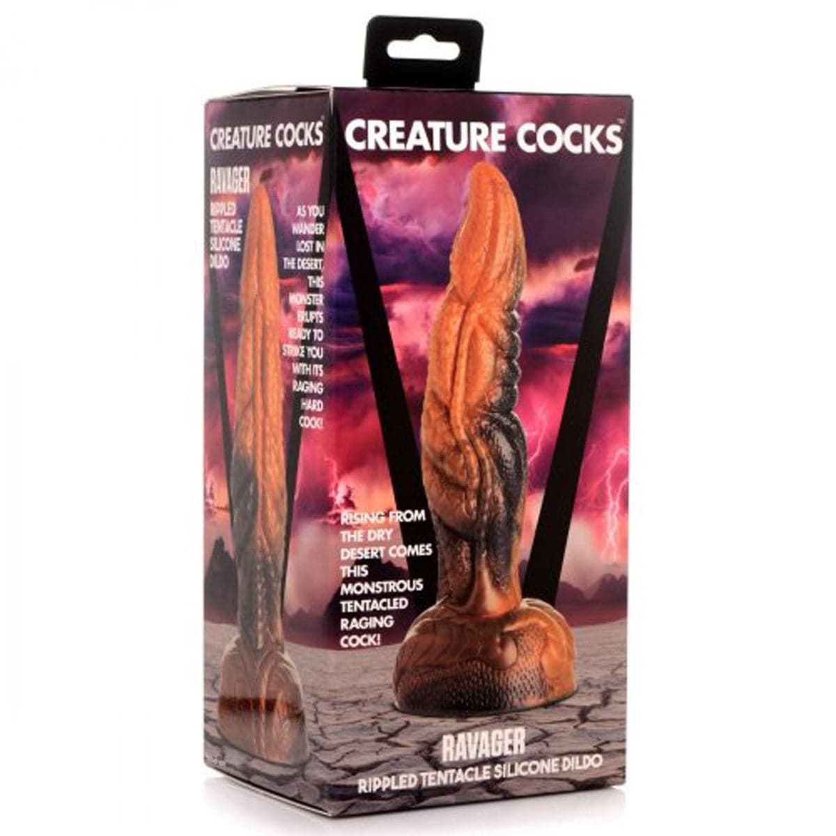 Creature Cocks Ravager Rippled Tentacle Marble Rust Orange Silicone Dildo - Adult Outlet