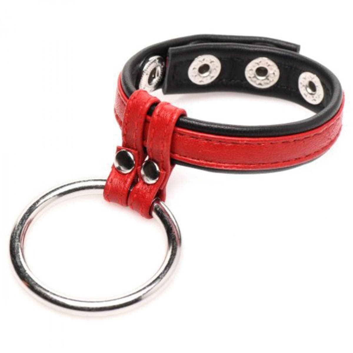 Strict Leather Cock Gear Leather And Steel Cock & Ball Ring Red - Adult Outlet