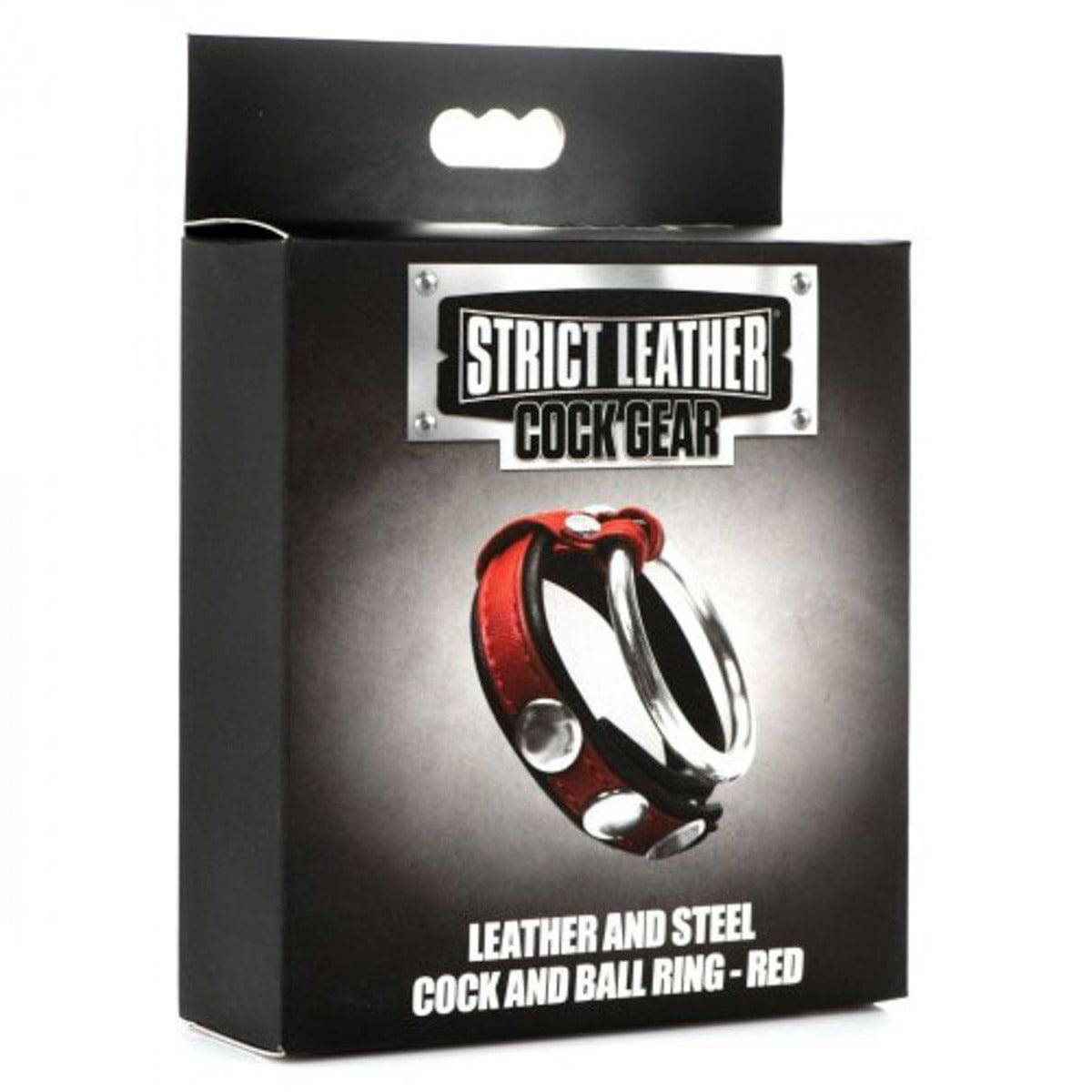 Strict Leather Cock Gear Leather And Steel Cock & Ball Ring Red - Adult Outlet