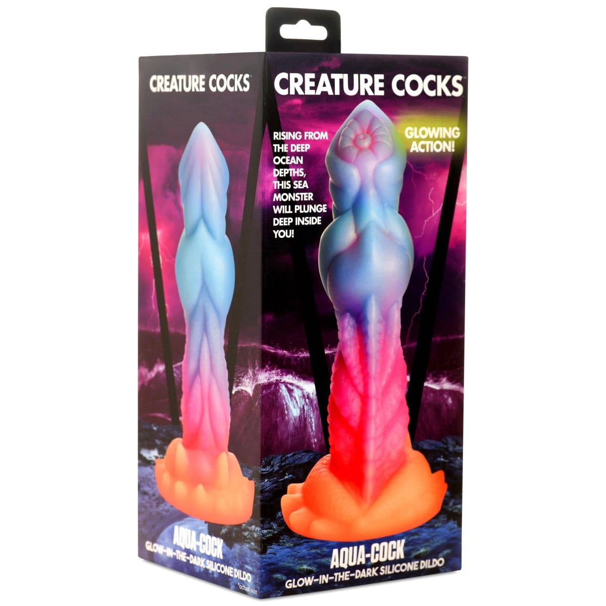 Creature Cocks Aqua Cock Glow In The Dark Silicone Dildo - Adult Outlet