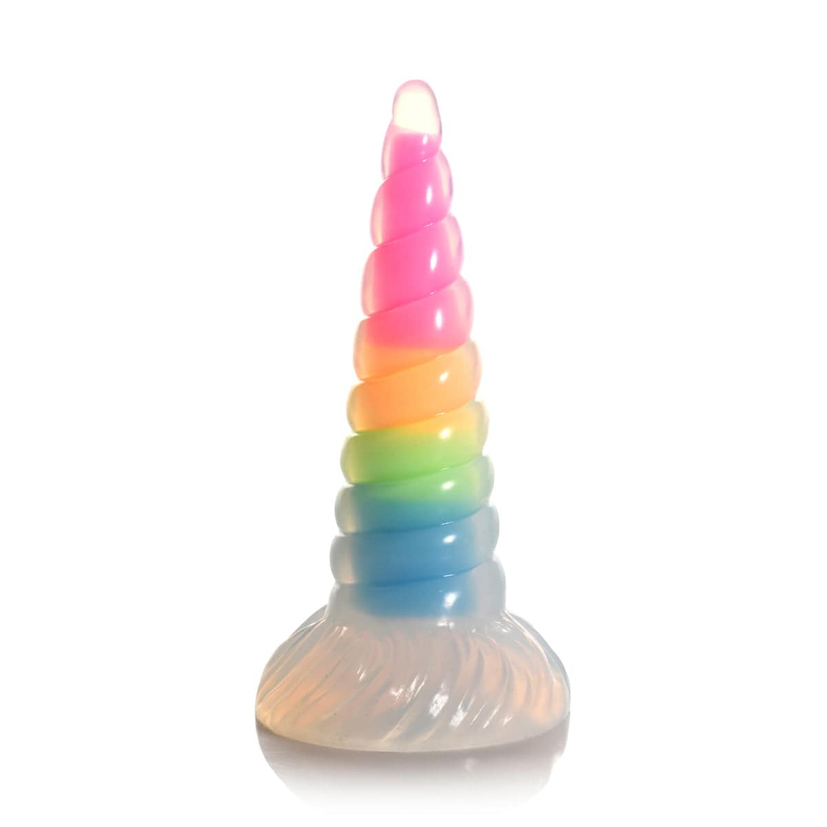 Uni-Glow Glow-In-The-Dark Rainbow Silicone Dildo - Adult Outlet