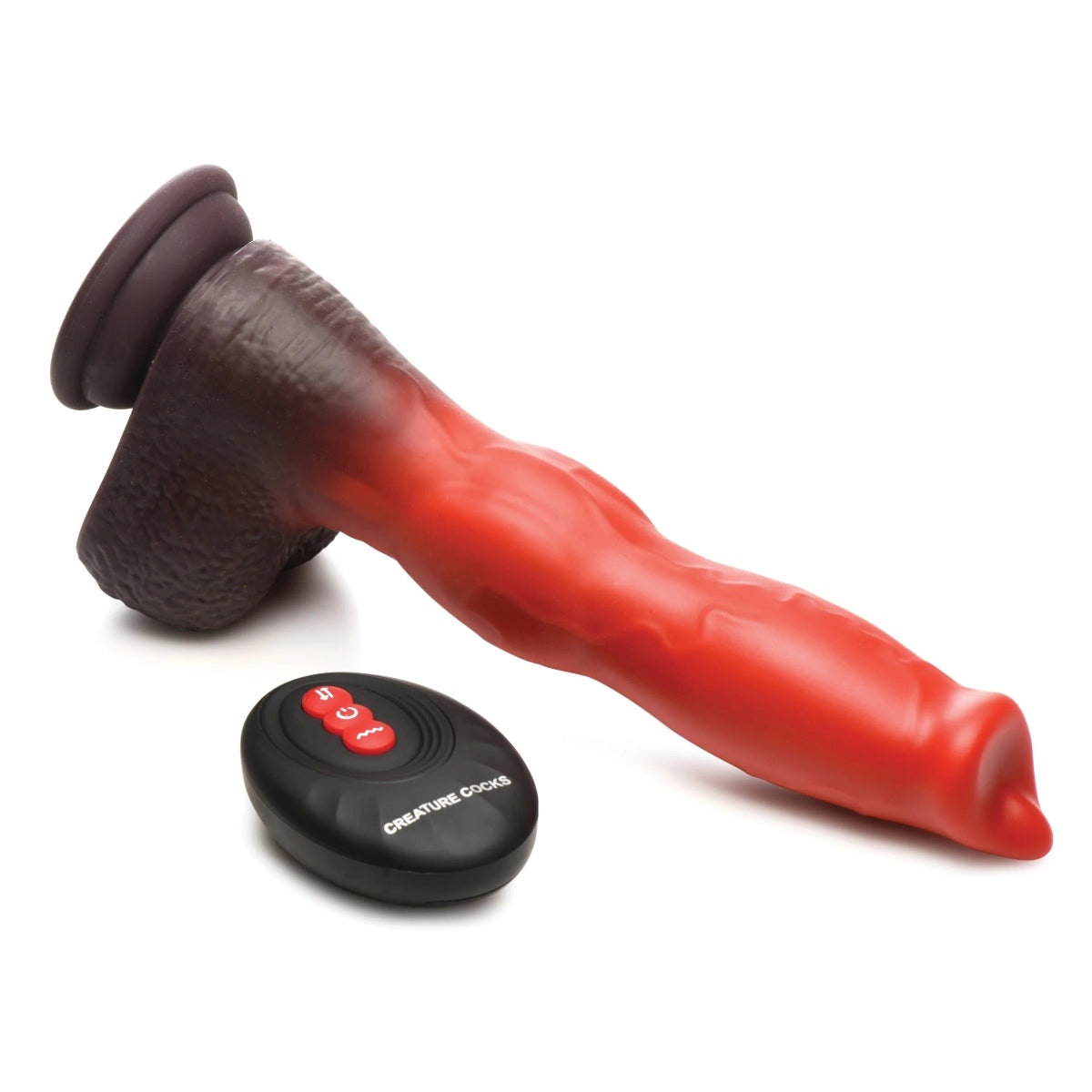 Ramming Hound Thrusting & Vibrating Silicone Dildo Red/Black - Adult Outlet
