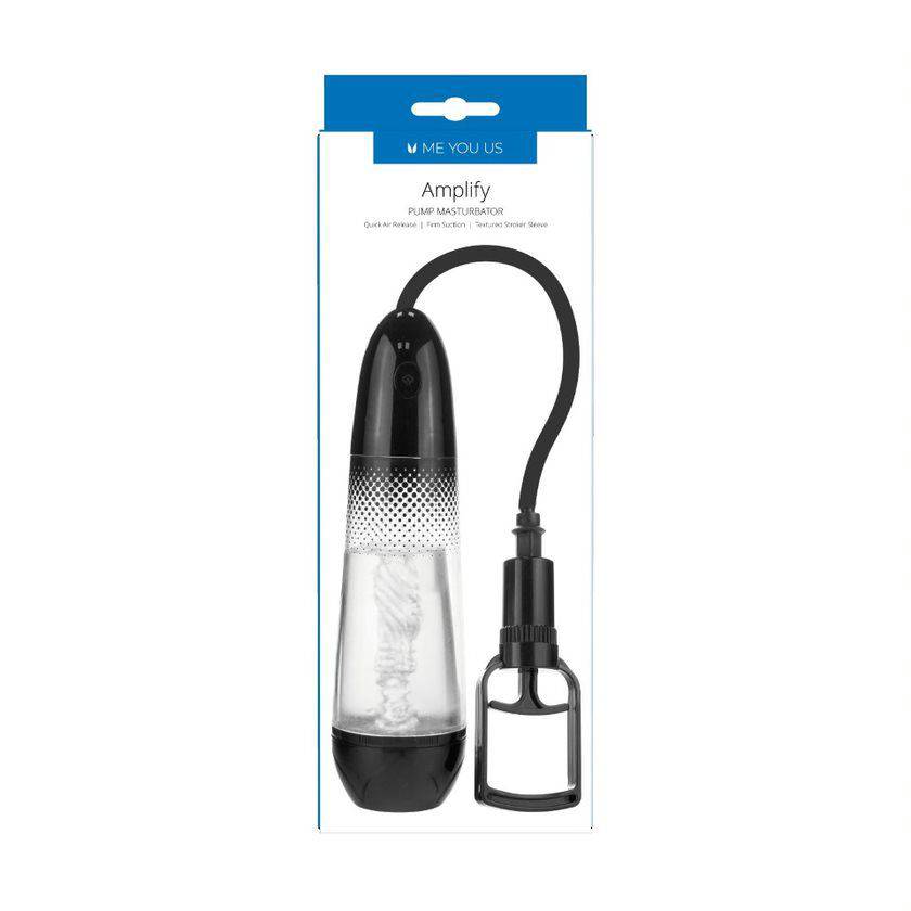 Me You Us Amplify Pump Masturbator Clear/Black - Adult Outlet