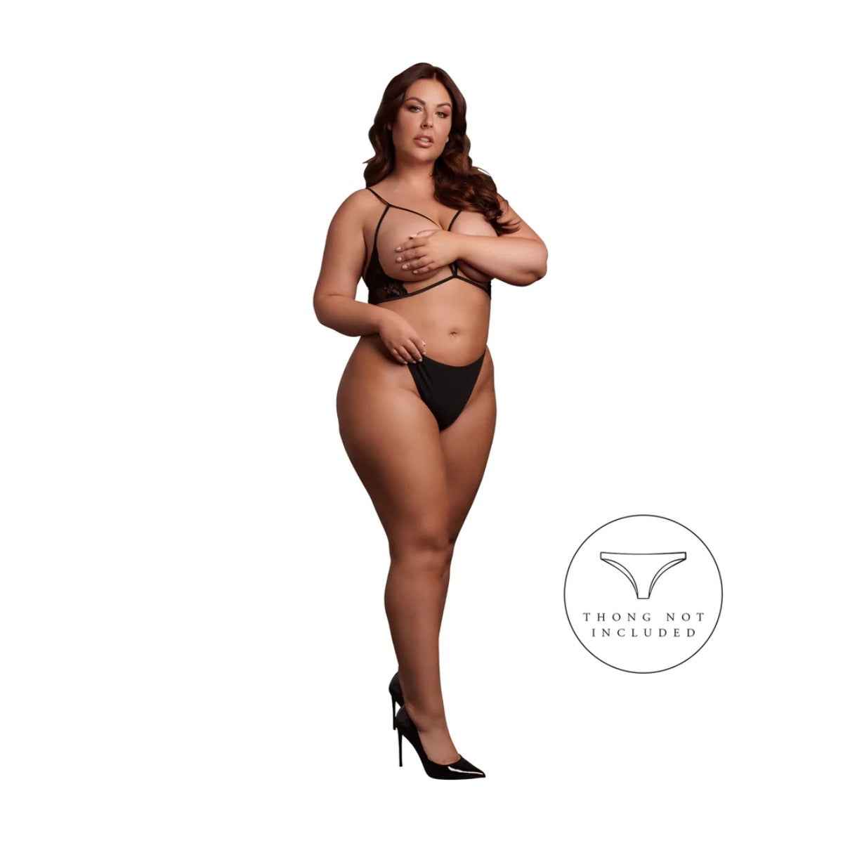 Le Desir Open Cup Triangle Bra With Lace and Adjustable Sliders QS