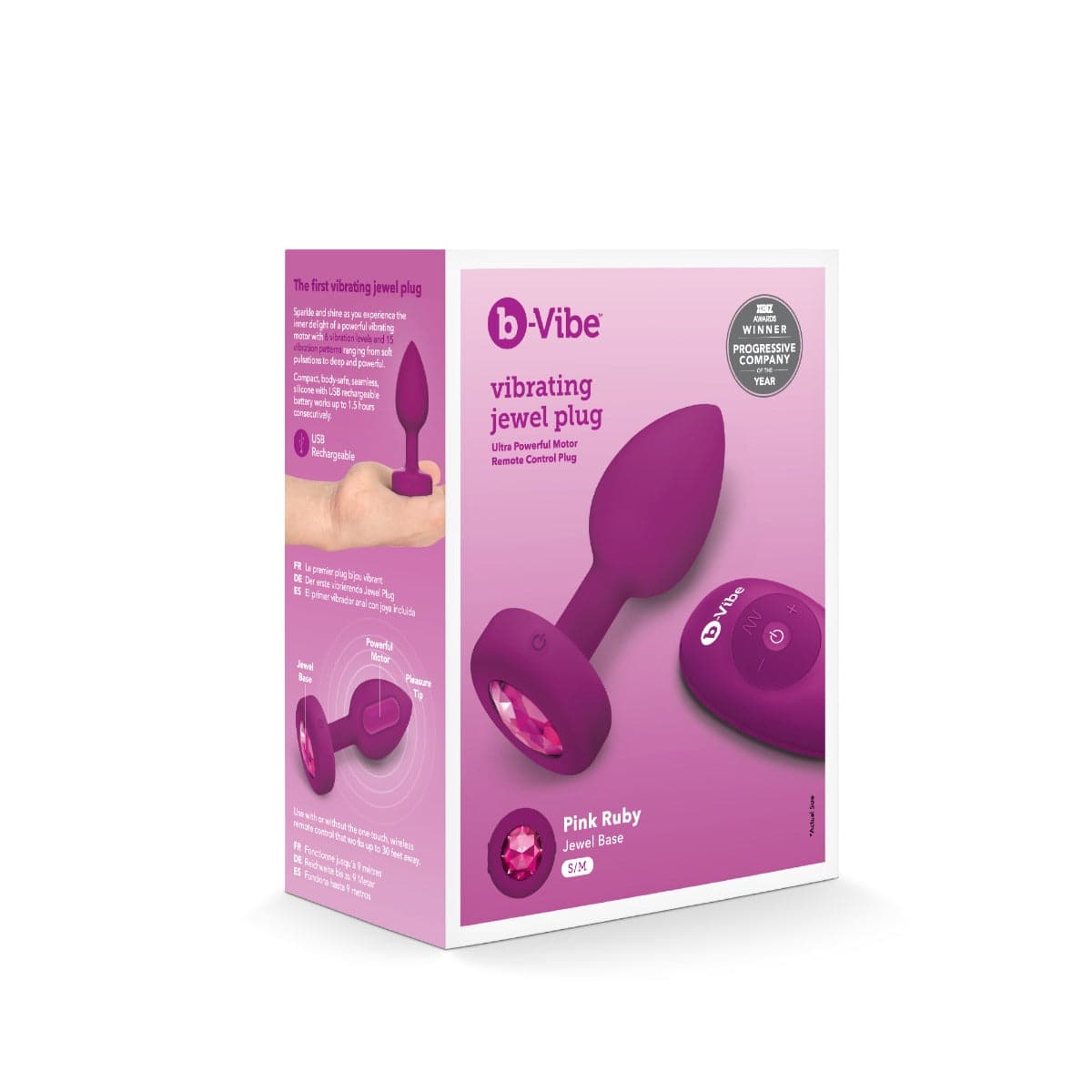 B-Vibe Vibrating Jewel Plug S/M Fuschia - Adult Outlet