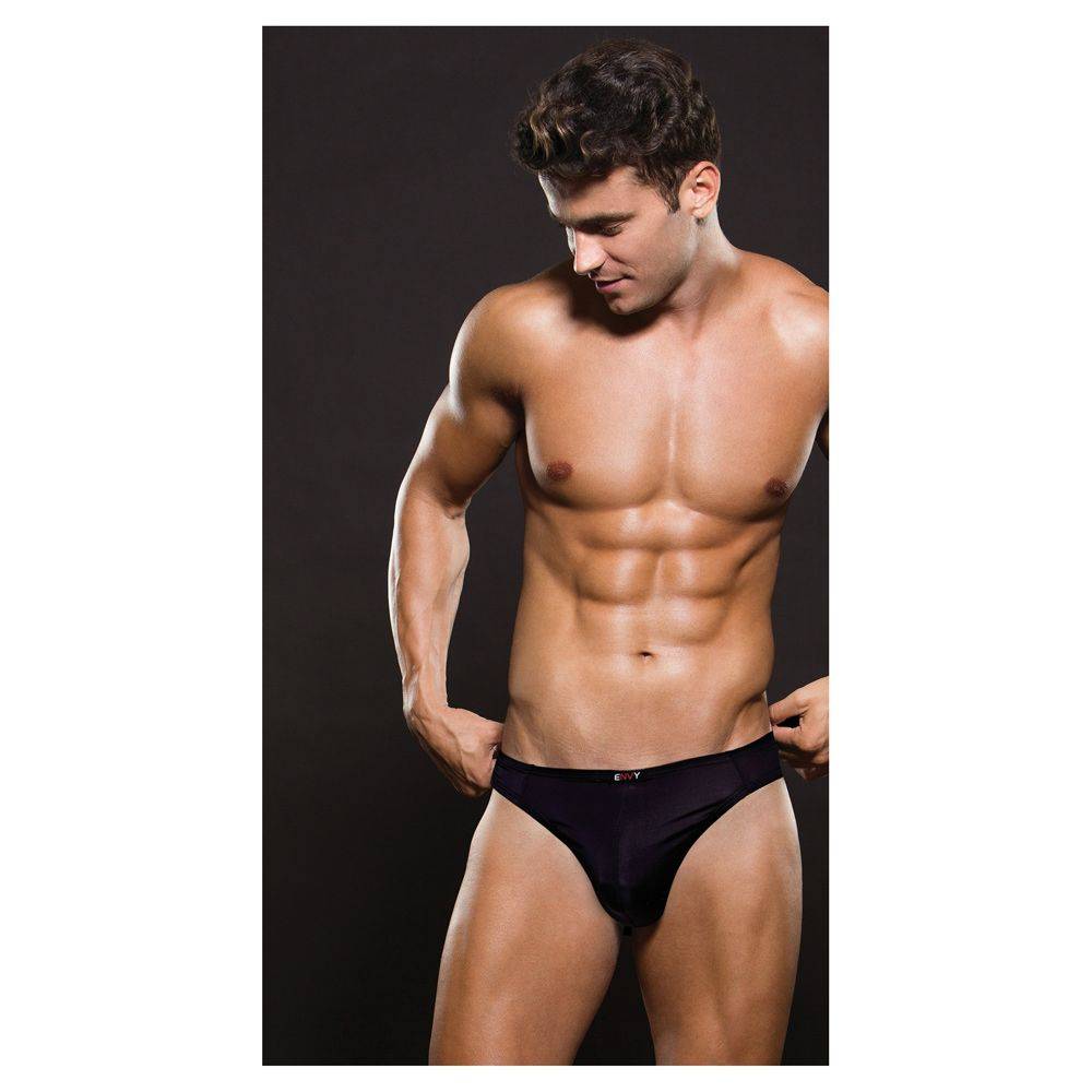 Envy Microfiber Thong Black L/XL - Adult Outlet