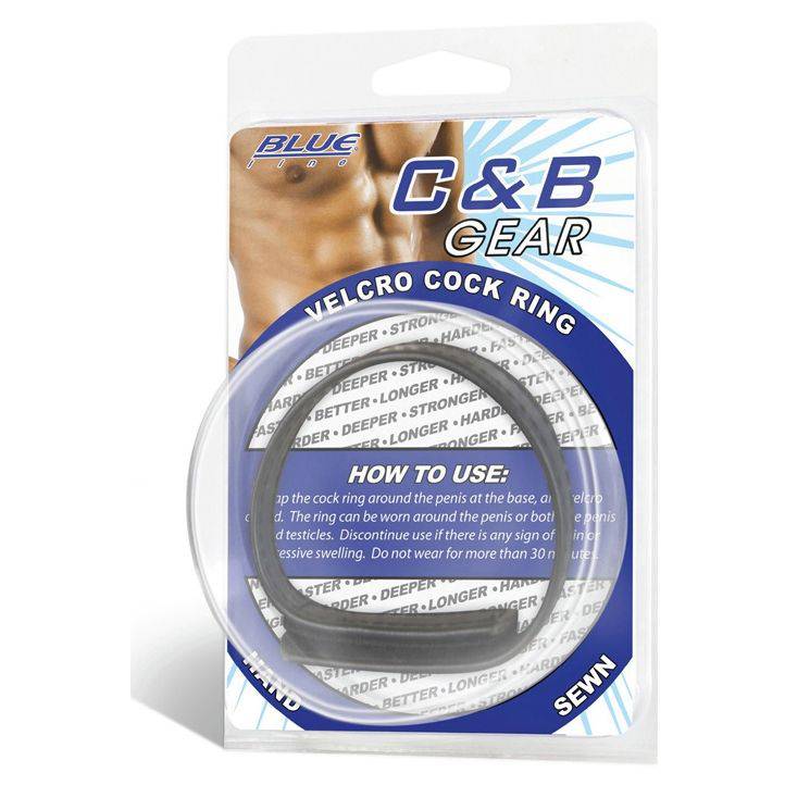 Blue Line Velcro Cock Ring Black - Adult Outlet