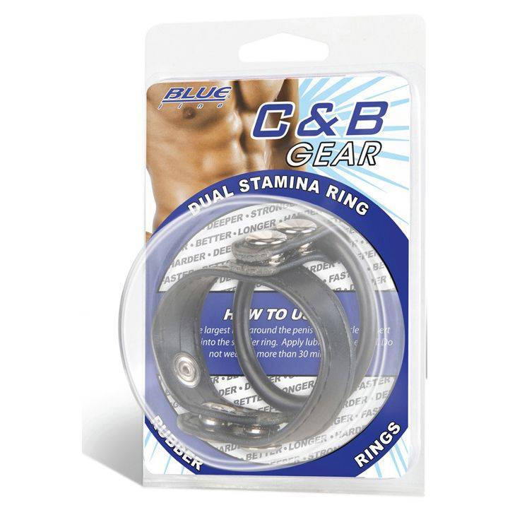 Blue Line Dual Stamina Ring Black - Adult Outlet