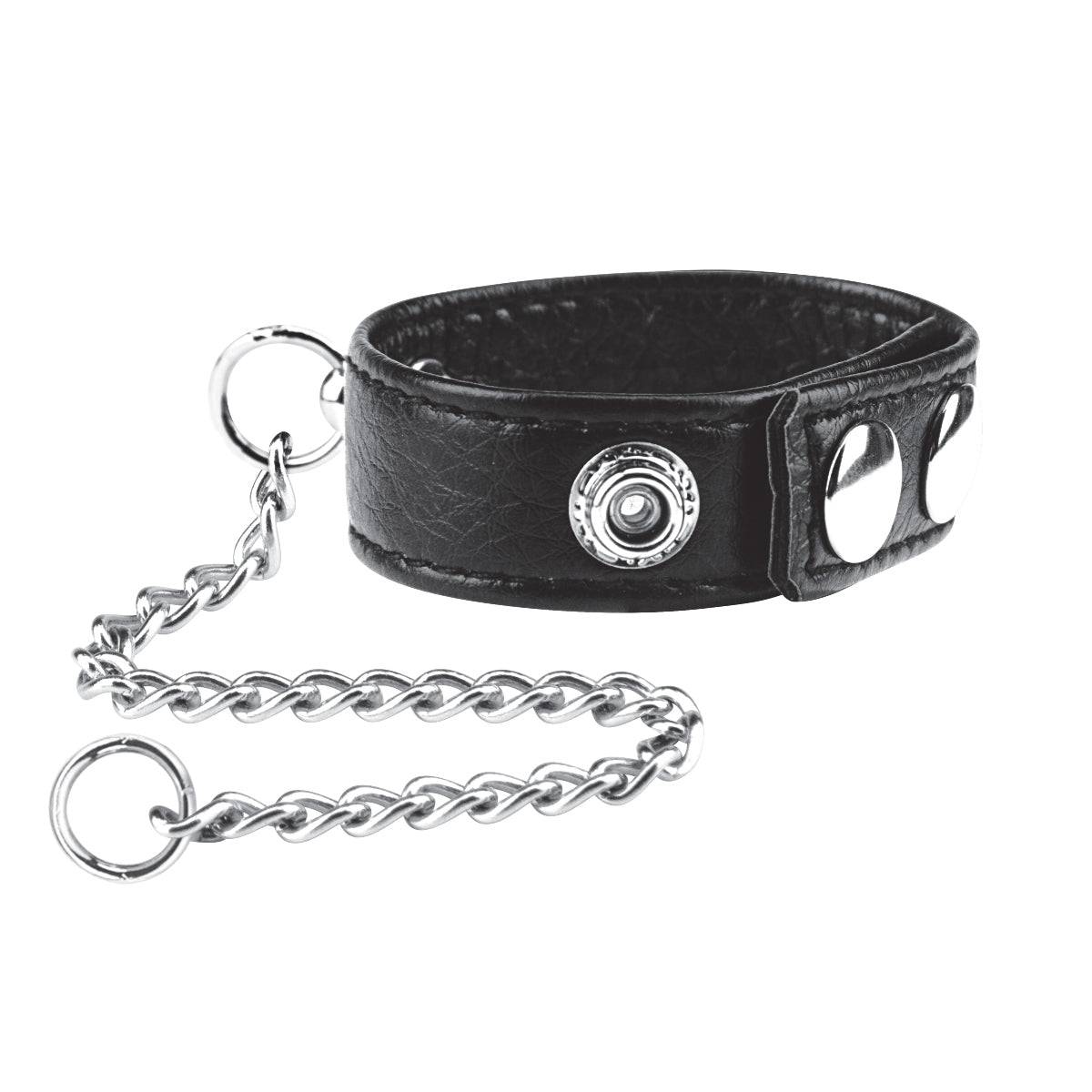 Blue Line Snap Cock Ring With Leash - Adult Outlet