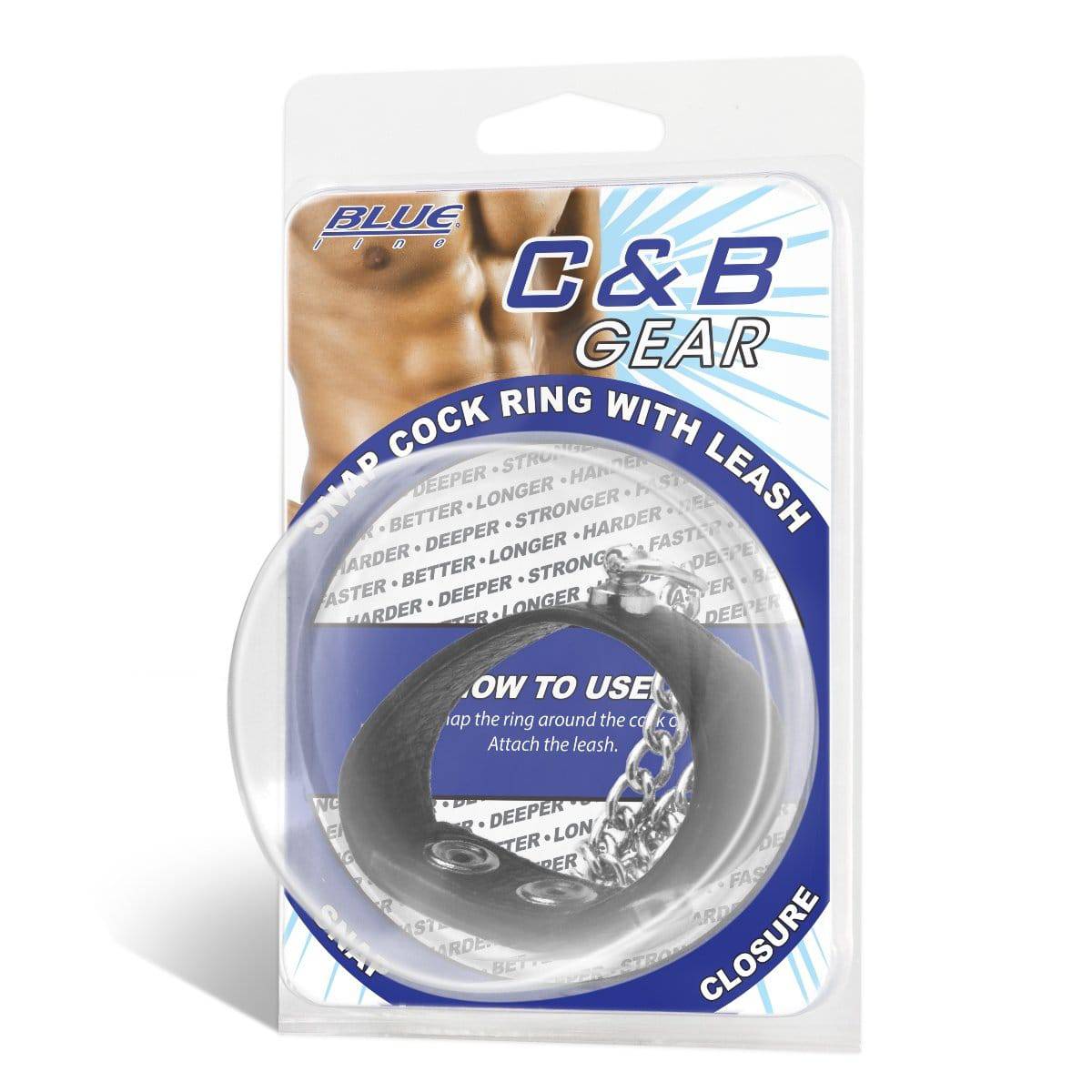 Blue Line Snap Cock Ring With Leash - Adult Outlet