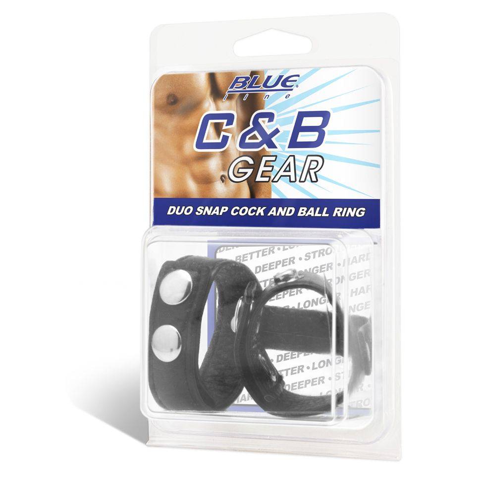 Blue Line Duo Snap Cock And Ball Ring Black - Adult Outlet