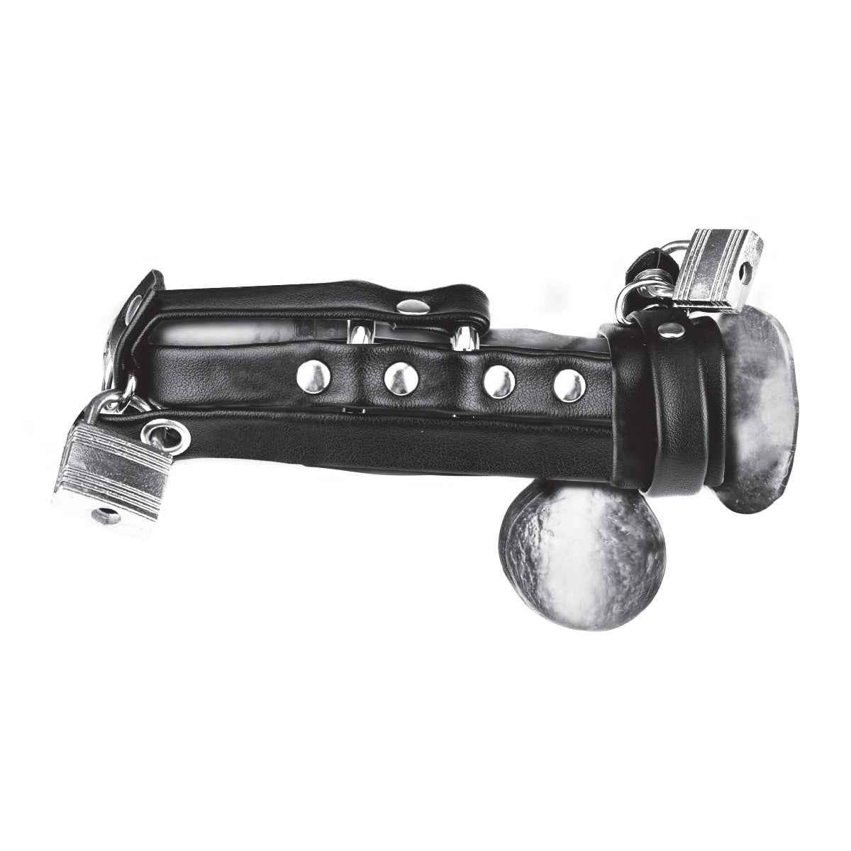 Blueline Gimp Cock Locking Chastity Sheath With Double Metal Cock Ring