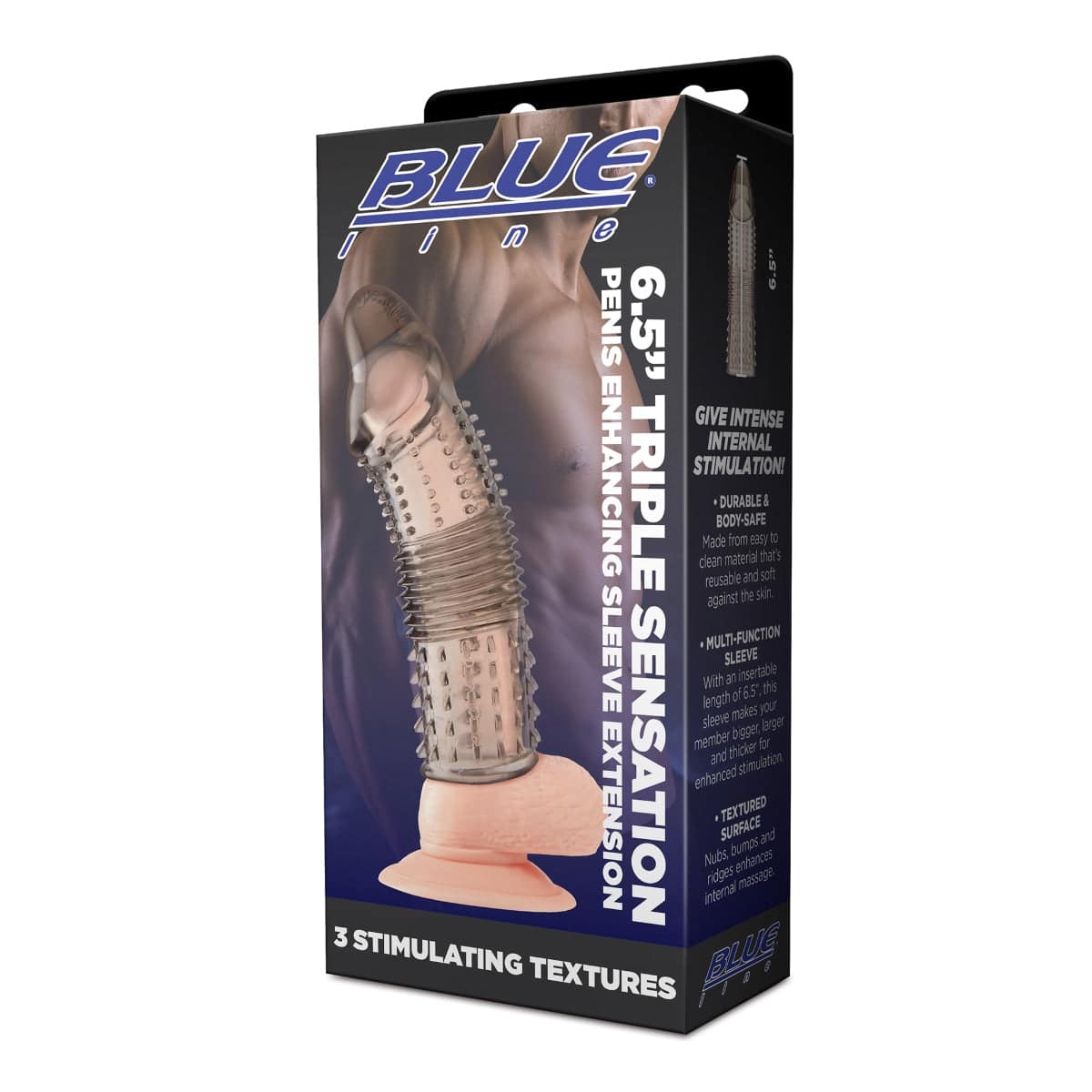 Blue Line 6.5Inch Triple Sensation Penis Enhancing Sleeve Extension - Adult Outlet