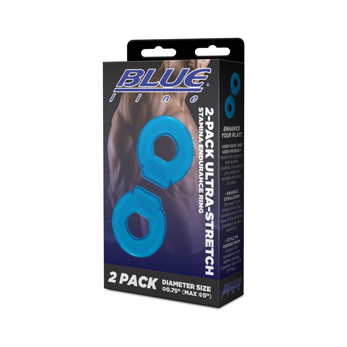 Blue Line 2 Pack Ultra Stretch Stamina Endurance Cock Ring - Adult Outlet