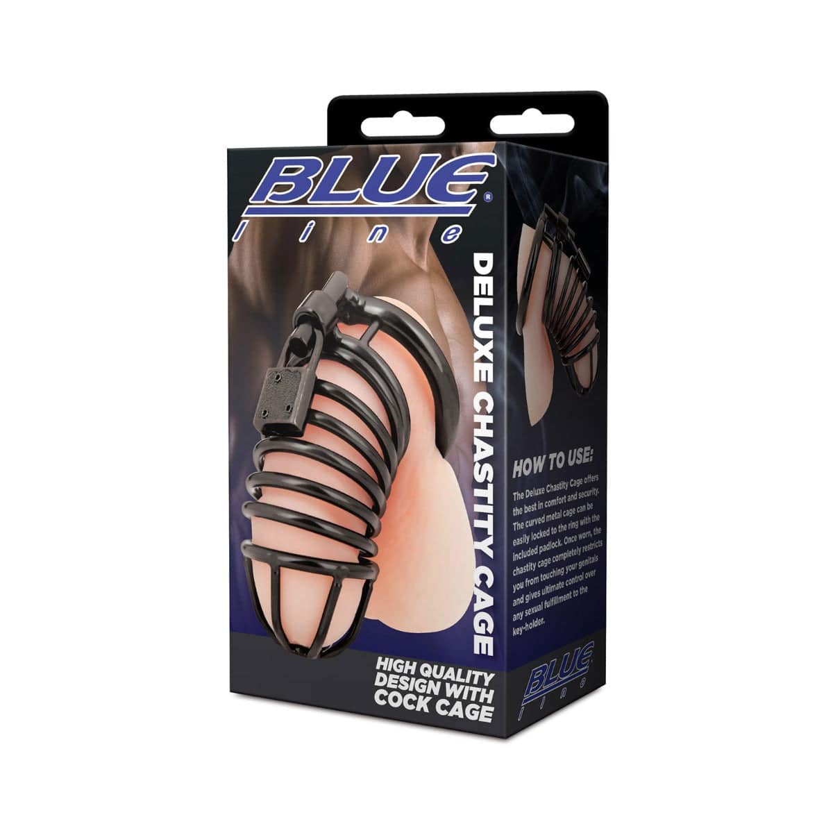 Blue Line Deluxe Chastity Cock Cage Black - Adult Outlet