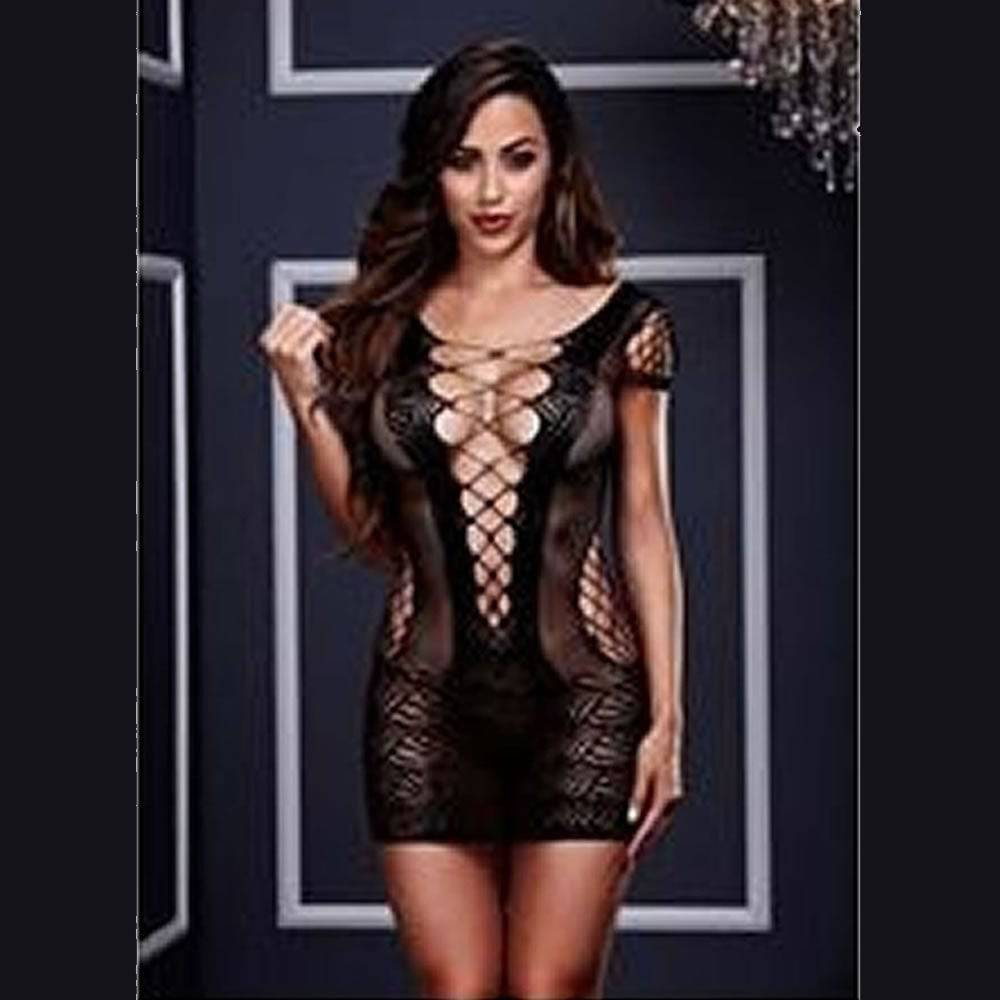 Baci Corset Front Lace Mini Dress Black - Adult Outlet