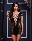 Baci Corset Front Lace Mini Dress Black - Adult Outlet