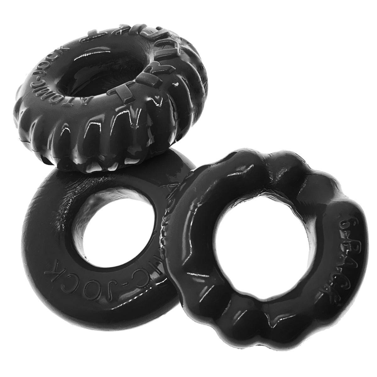 Oxballs Bonemaker 3-Pack Boner Cockring Kit Black - Adult Outlet