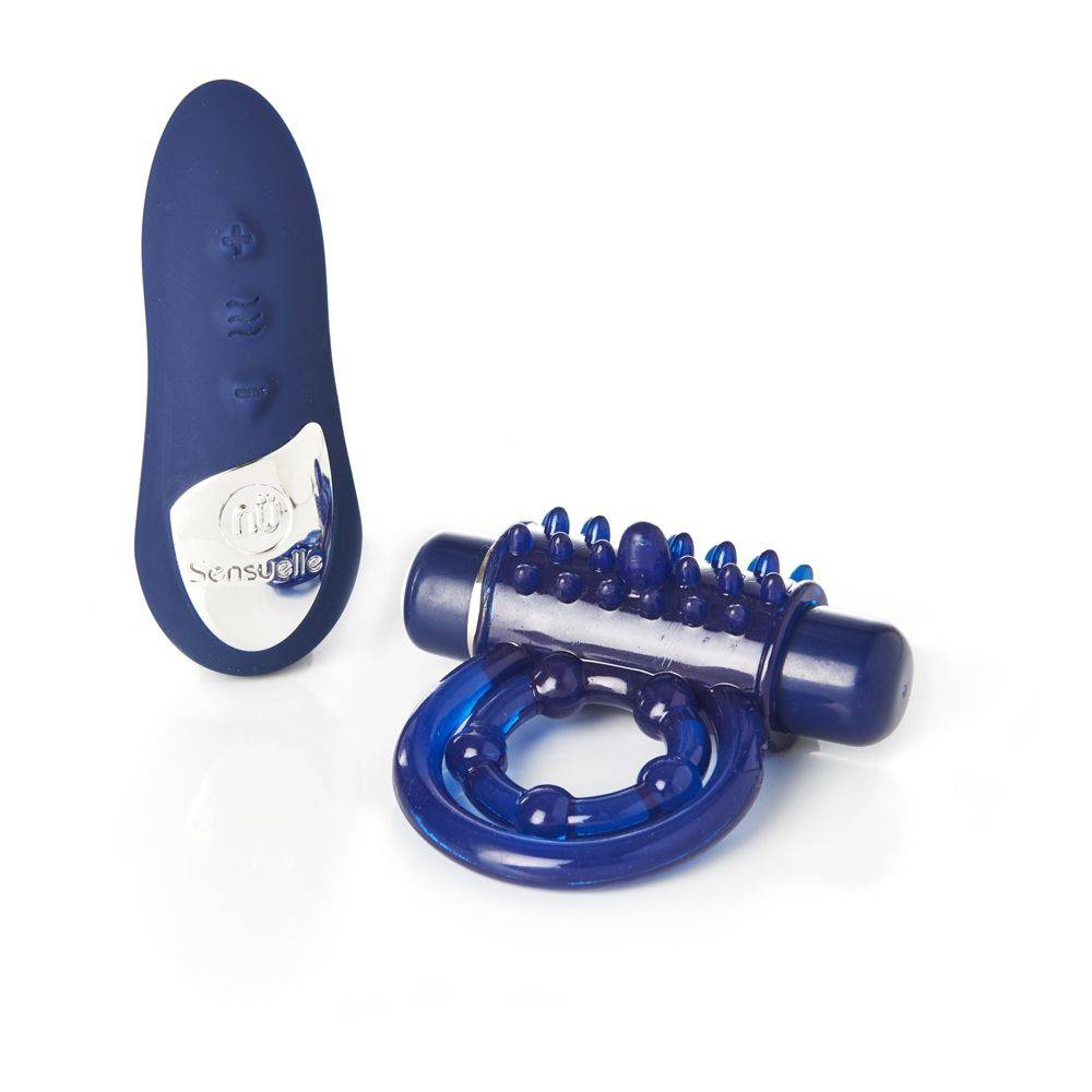 Nu Sensuelle Remote Control 15 Function Cockring Blue - Adult Outlet